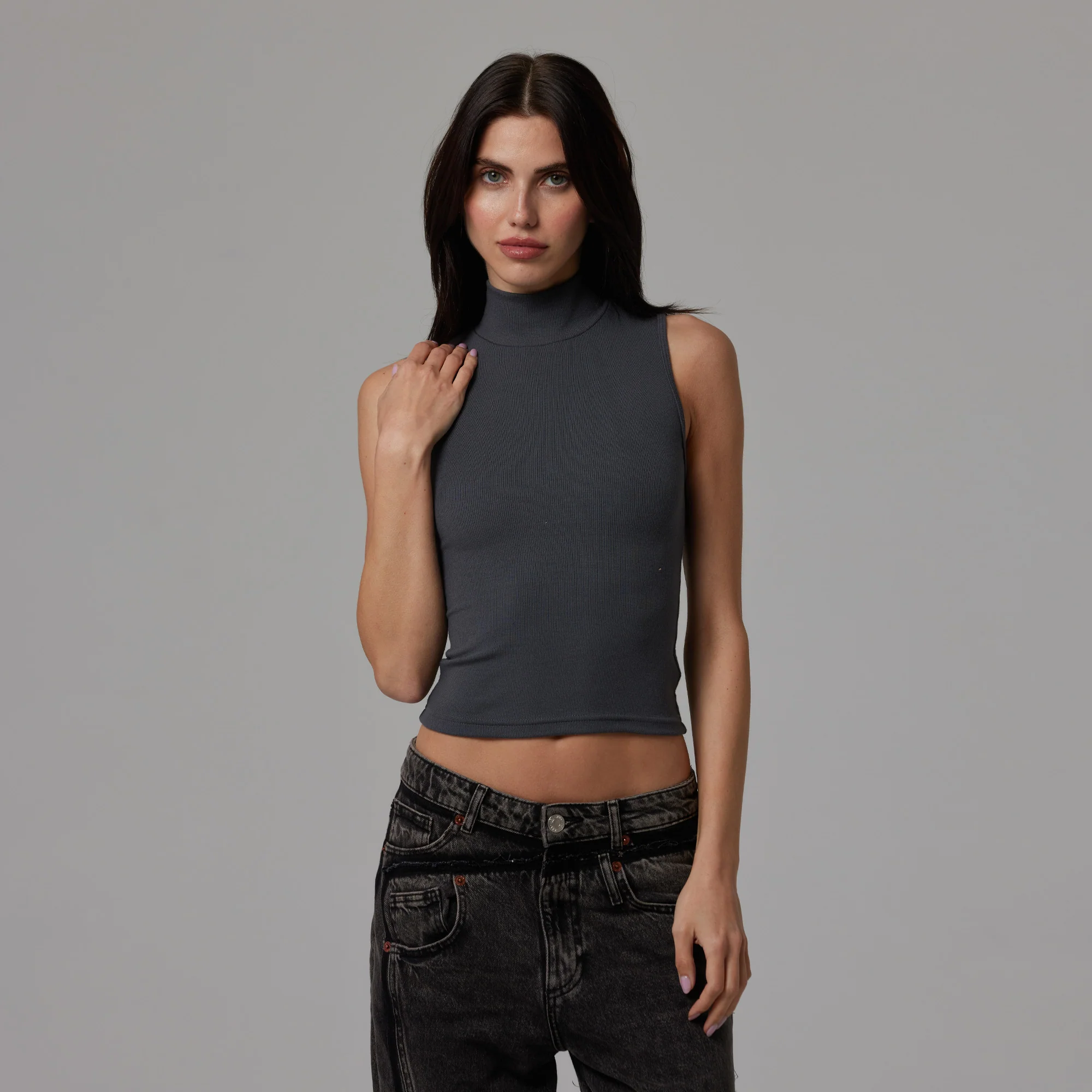 WOMENS MOCK NECK RIB TANK - Image 23