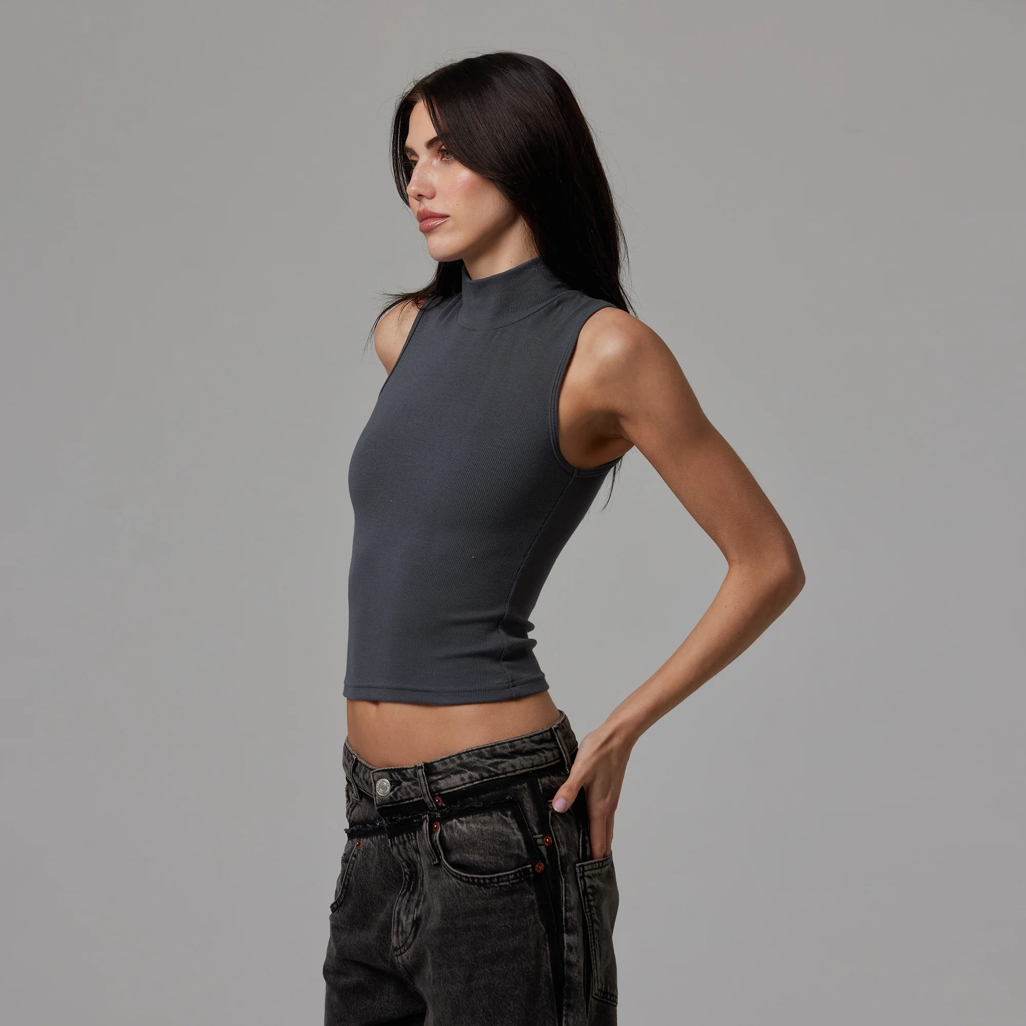 WOMENS MOCK NECK RIB TANK - Image 24