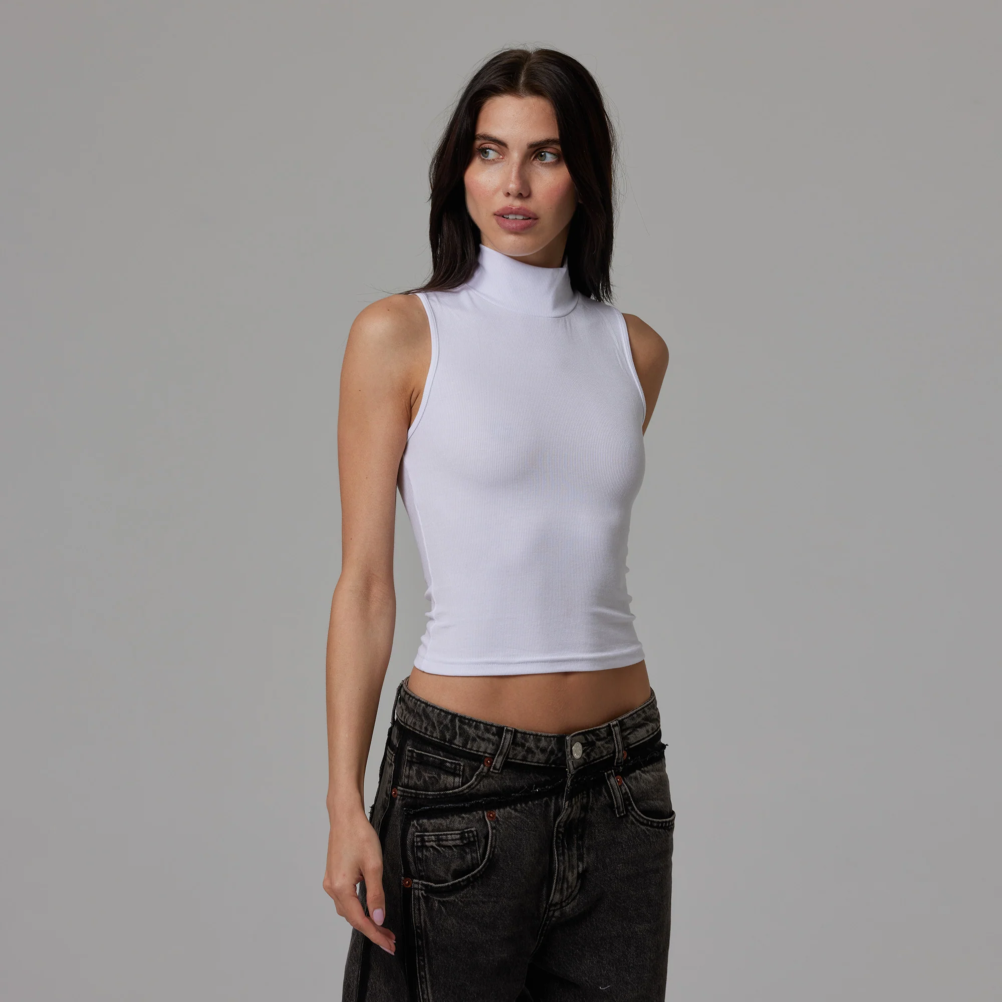 WOMENS MOCK NECK RIB TANK - Image 3