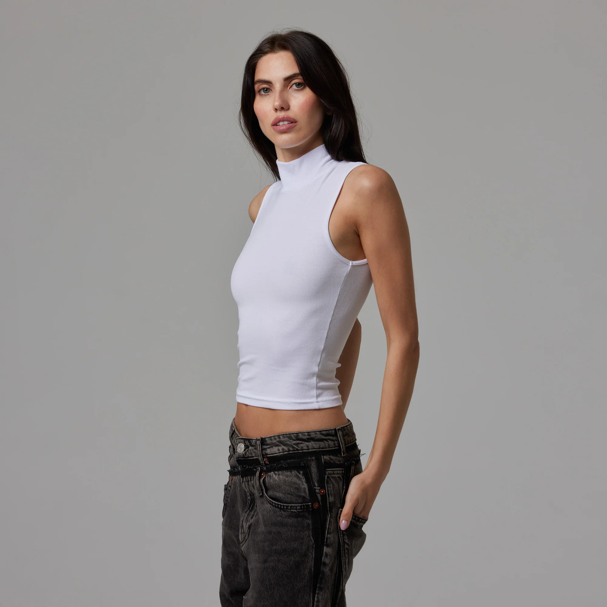 WOMENS MOCK NECK RIB TANK - Image 4