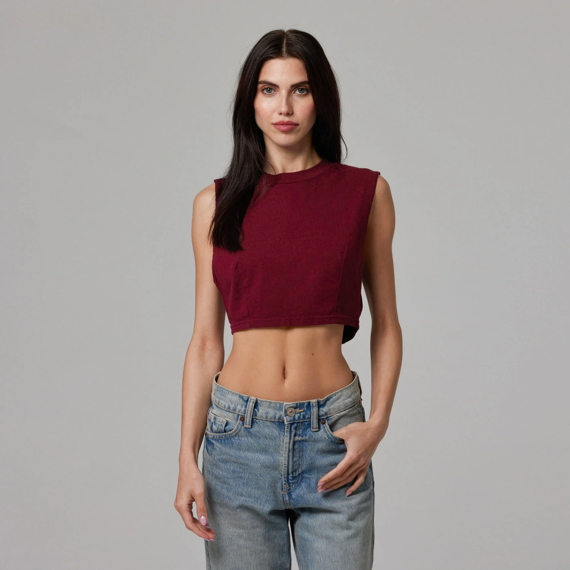 WOMENS CROP DART MUSCLE TANK - Image 2