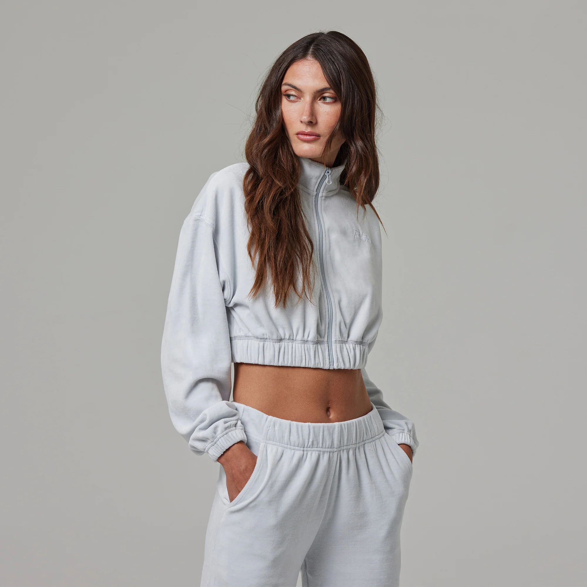 WOMENS FULL ZIP TERRY CLOTH MOCK NECK - Image 3