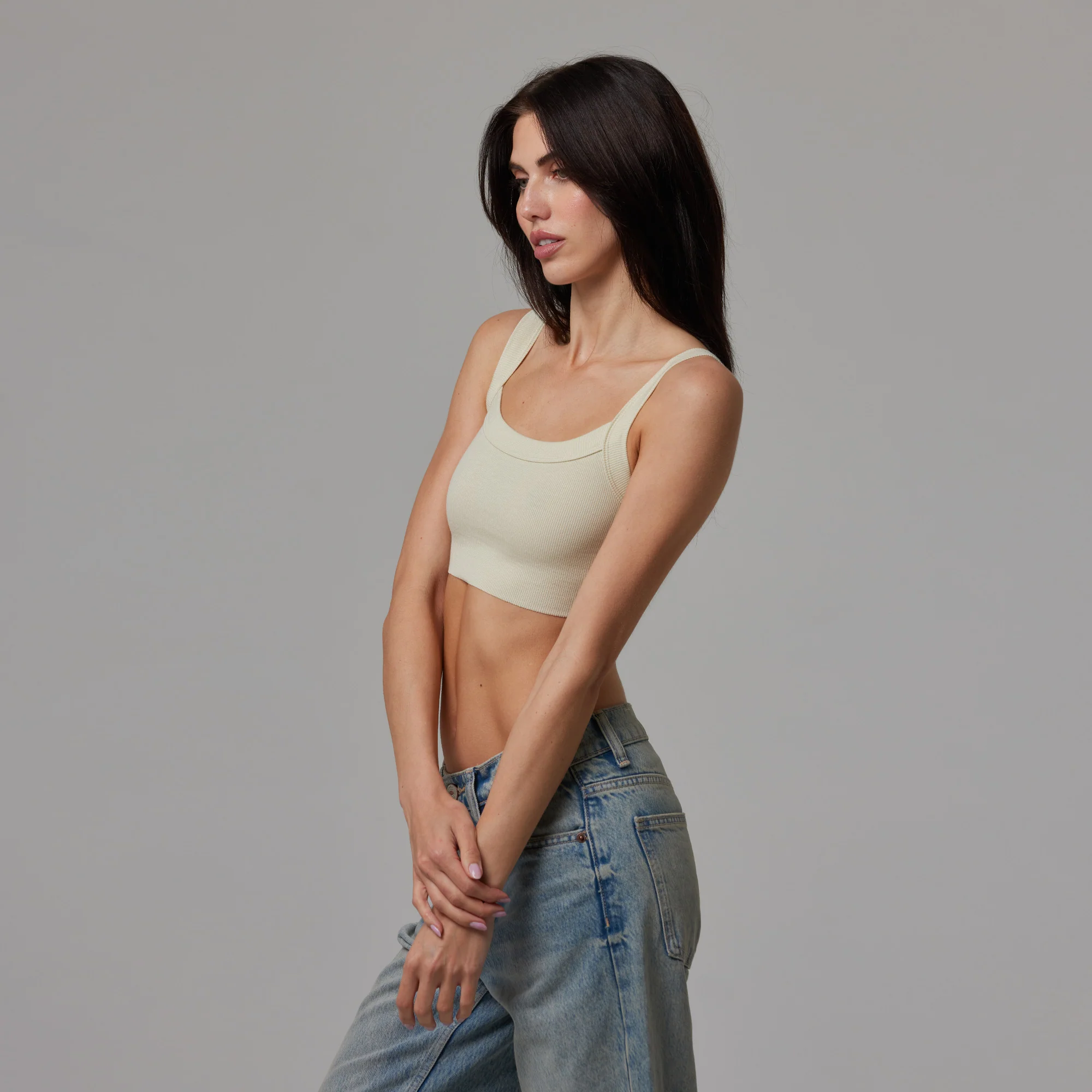 WOMENS RAW HEM RIB CROP TANK - Image 3